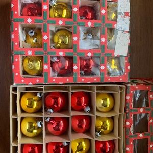 2 Vintage Sets of Unbreakable Christmas Ornaments in Original Boxes